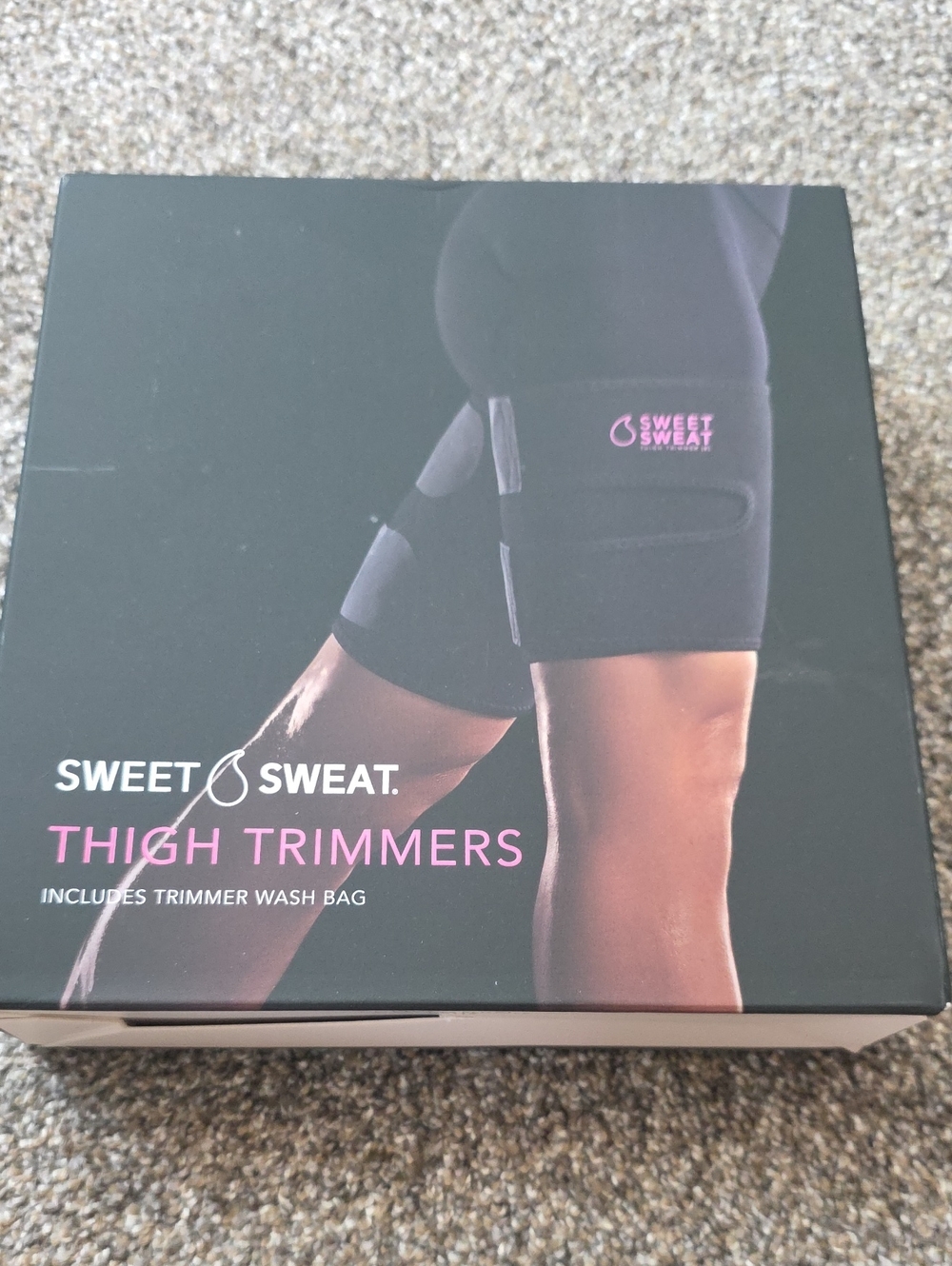 Sweet Sweat Thigh Trimmers - Black with Pink Logo Medium